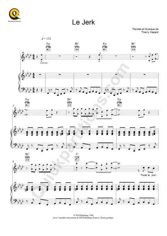Partition piano Le Jerk - Thierry Hazard