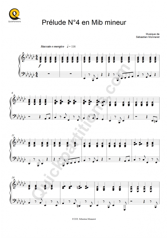 Partition piano Prélude N°4 en Mib mineur - Haley Myles