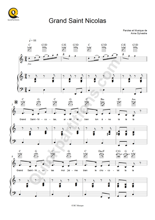 Partition piano Grand Saint Nicolas - Les Fabulettes d'Anne Sylvestre