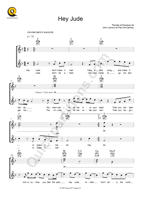 Hey Jude Leadsheet Sheet Music - The Beatles