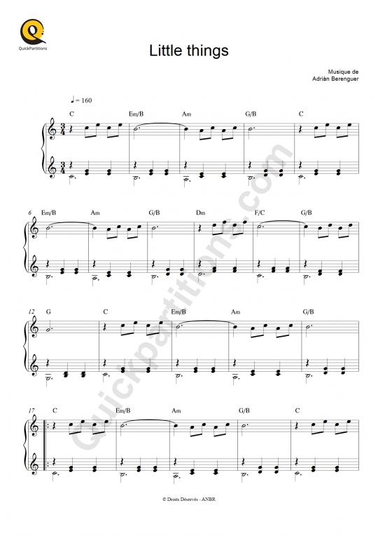 Little Things Piano Sheet Music - Berenguer Adrián
