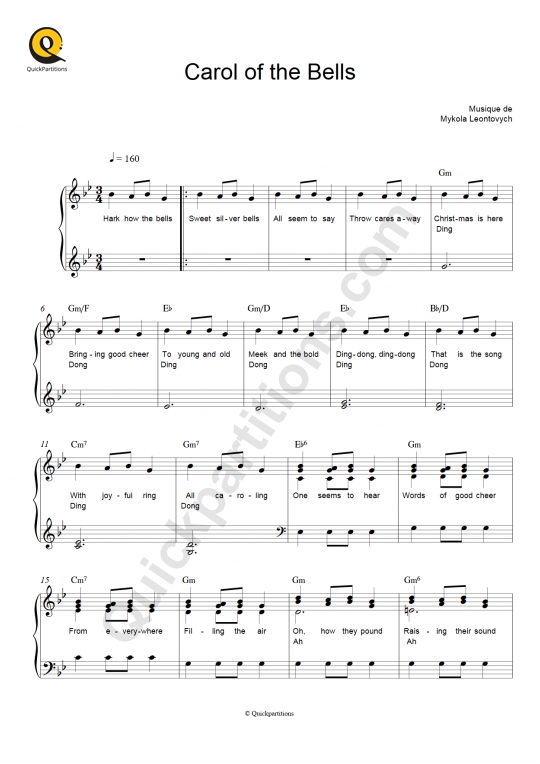 Carol of the Bells Piano Sheet Music - Noël