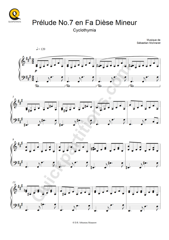 Partition piano Prélude N°7 en Fa Dièse Mineur - Haley Myles