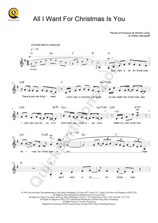 All I Want For Christmas Is You Leadsheet Sheet Music - Mariah Carey