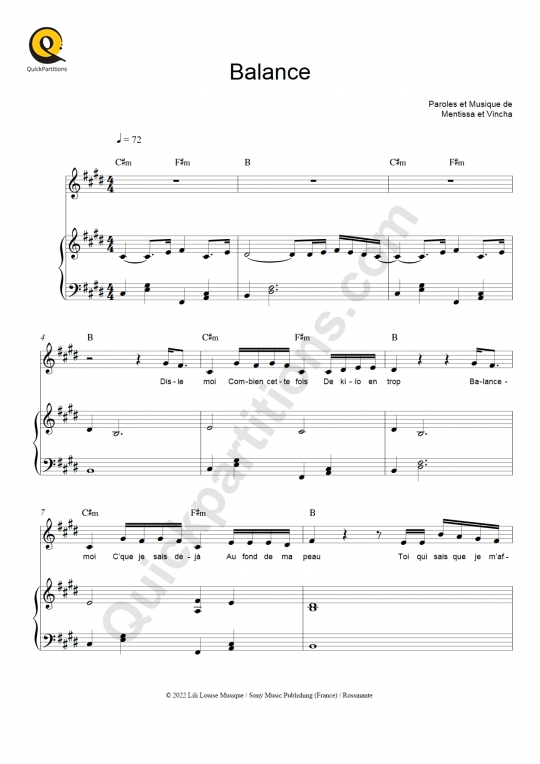 Partition piano Balance - Mentissa