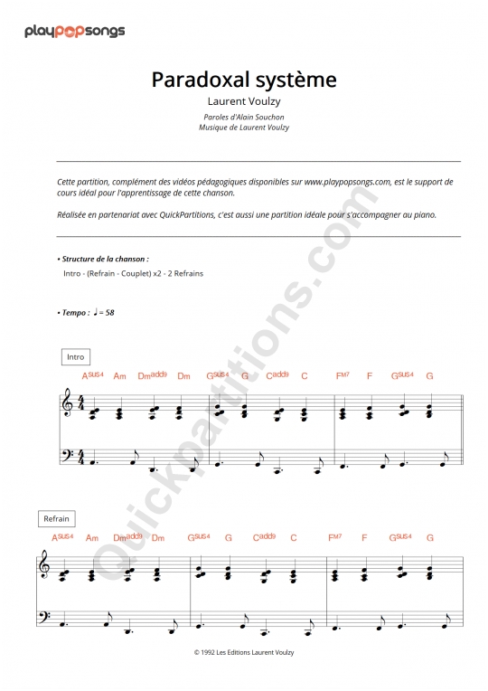 Paradoxal Système Course Material from PlayPopSongs