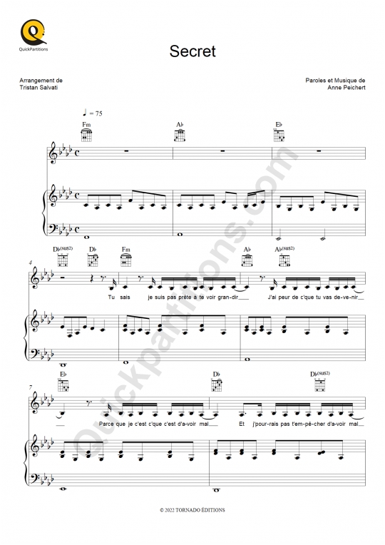 Partition piano Secret - Louane