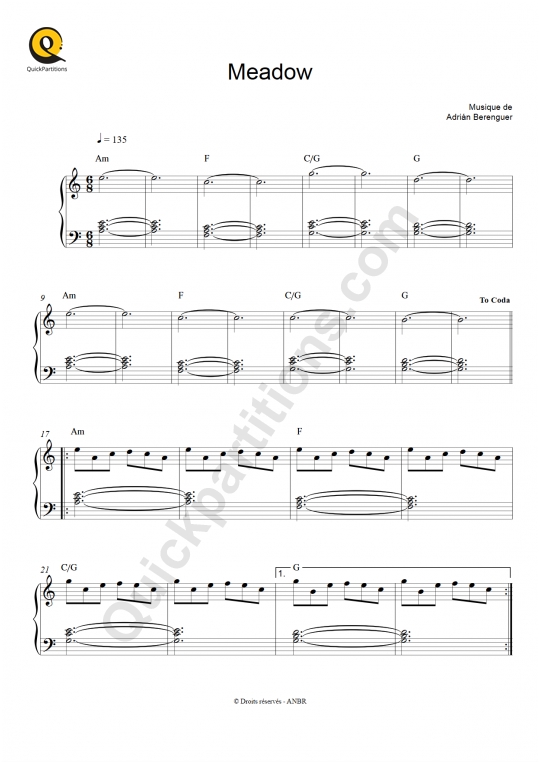 Meadow Piano Sheet Music - Berenguer Adrián