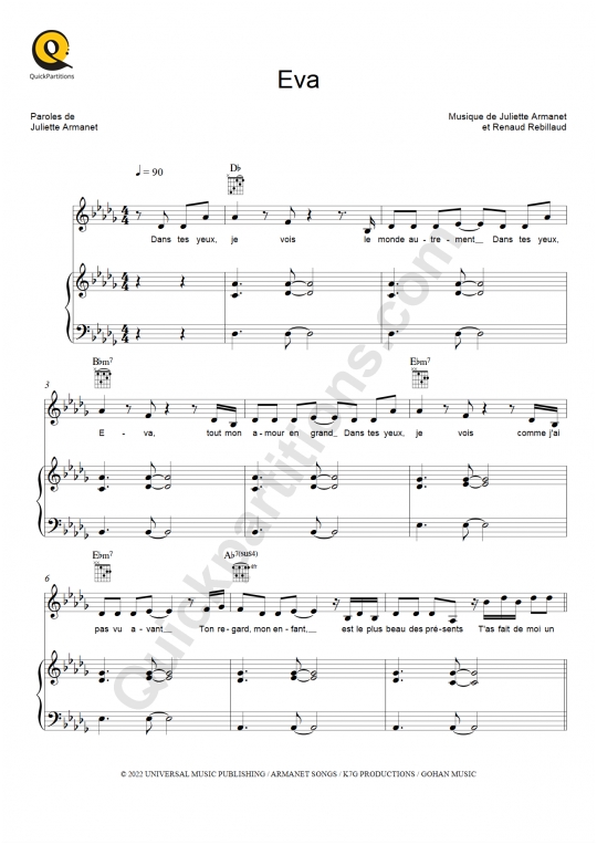Eva Piano Sheet Music from Kendji Girac