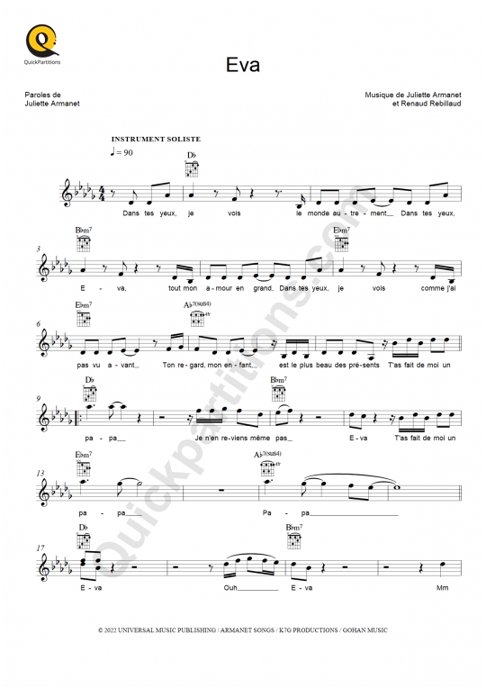 Eva Leadsheet Sheet Music - Kendji Girac