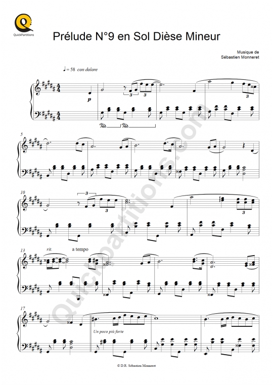Partition piano Prélude N°9 en Sol Dièse Mineur - Haley Myles