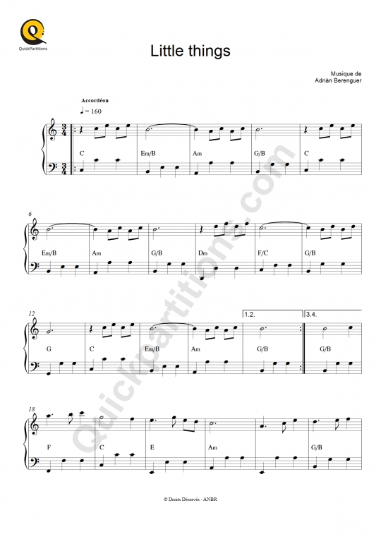 Little Things Accordion Sheet Music - Berenguer Adrián