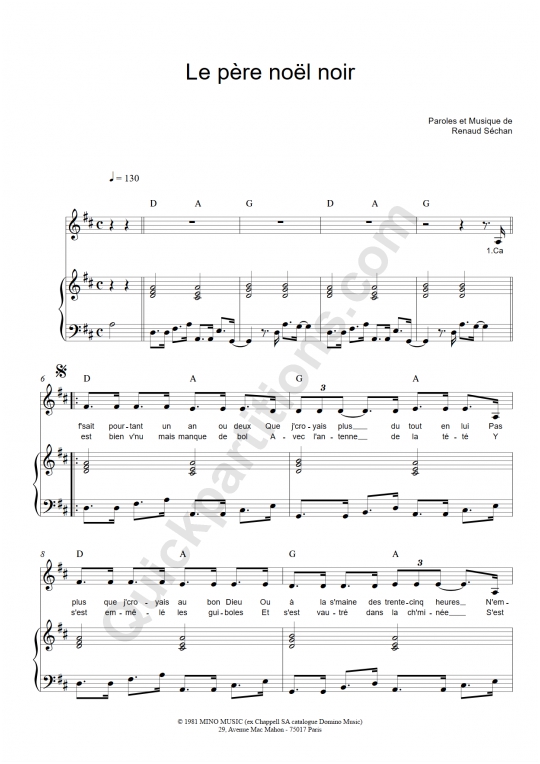 Le P re No l Noir Partition Piano De Renaud Quickpartitions