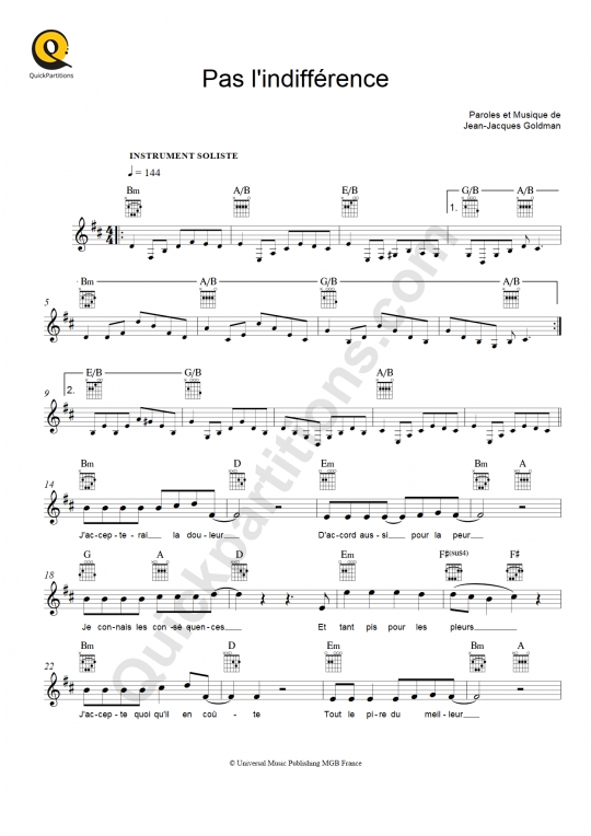 indifference - Free Sheet Music PDF
