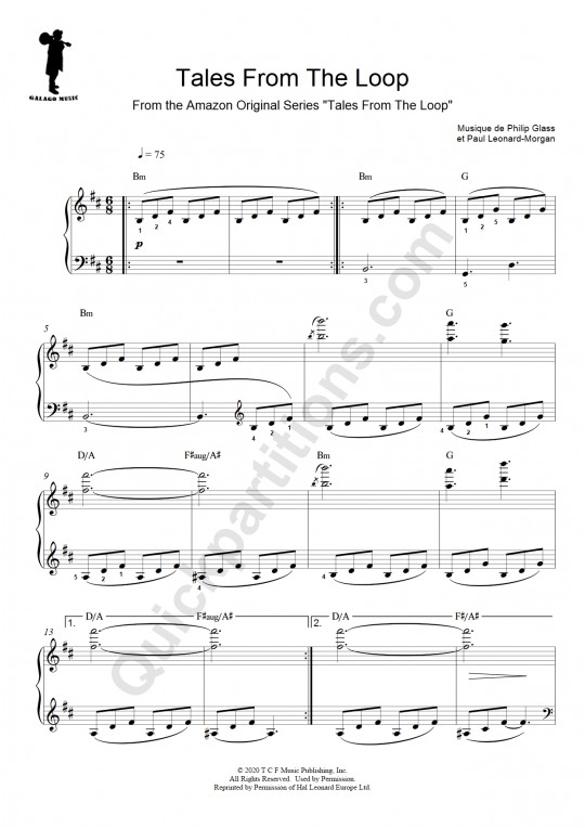 Partition piano facile Tales From The Loop - Galagomusic