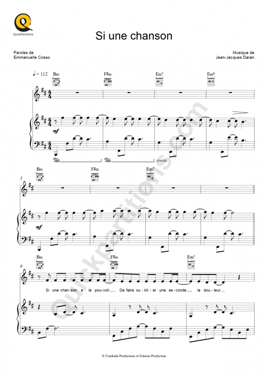 Partition piano Si une chanson - Florent Pagny