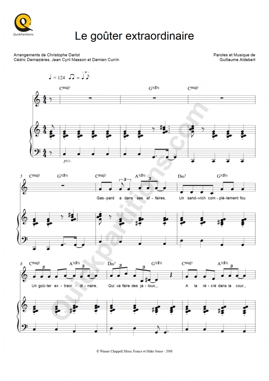 Partition piano Le goûter extraordinaire - Aldebert