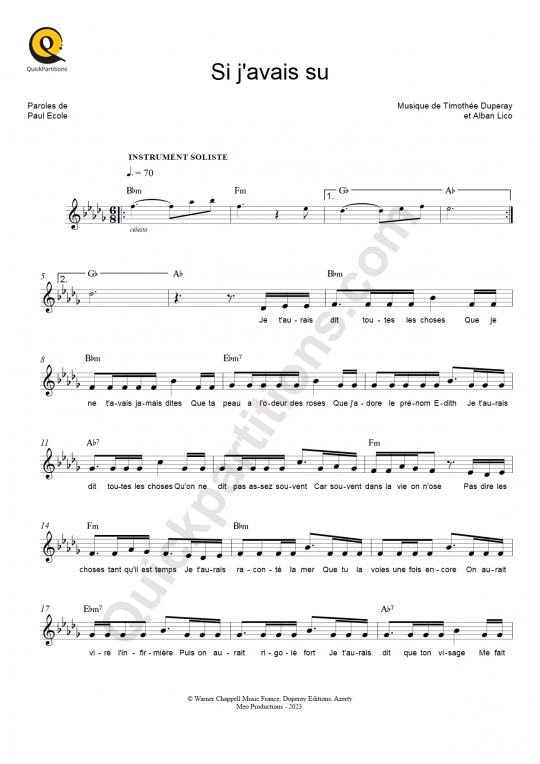Si j'avais su Leadsheet Sheet Music - Claudio Capéo