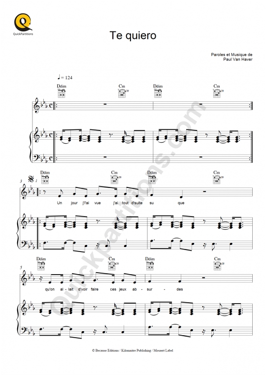 Te quiero Piano Sheet Music - Stromae