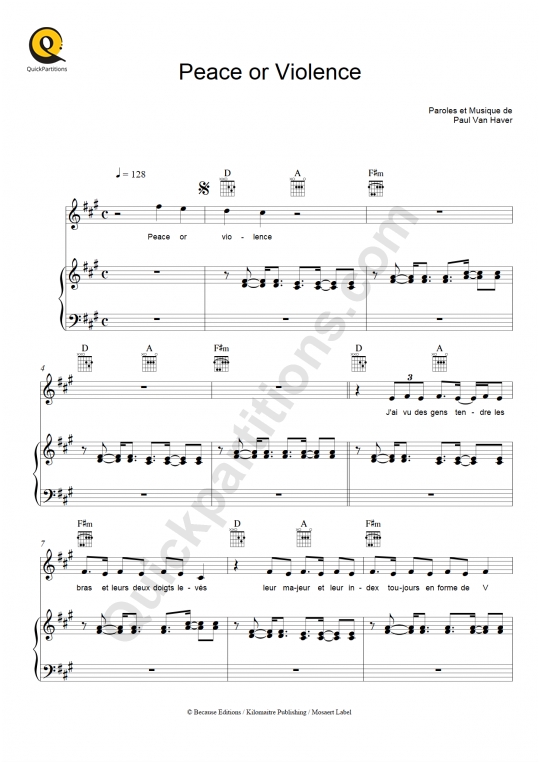 Peace or Violence Piano Sheet Music - Stromae