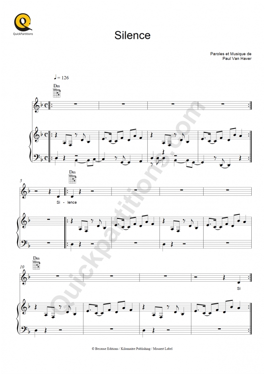 Partition piano Silence de Stromae