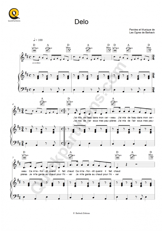 Partition piano Delo - Pitt Ocha