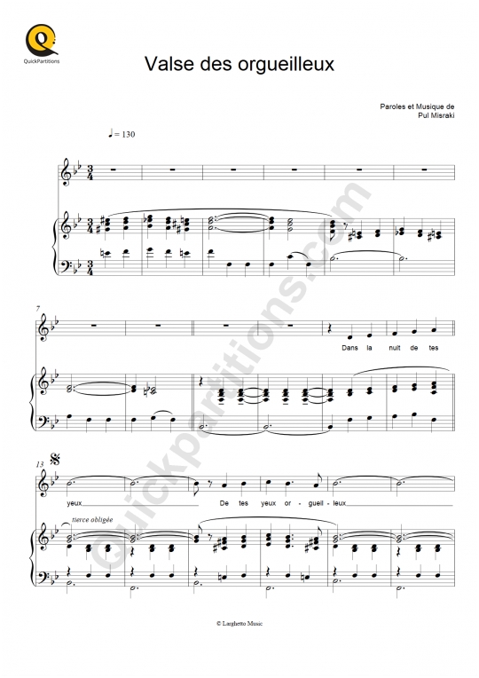 Partition piano Valse des orgueilleux - Lucienne Delyle