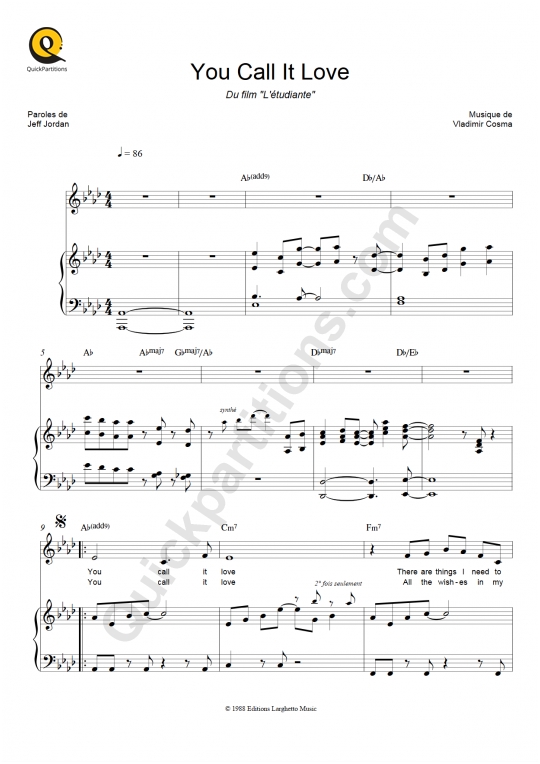 Partition piano You Call It Love (L'étudiante) - Karoline Krüger