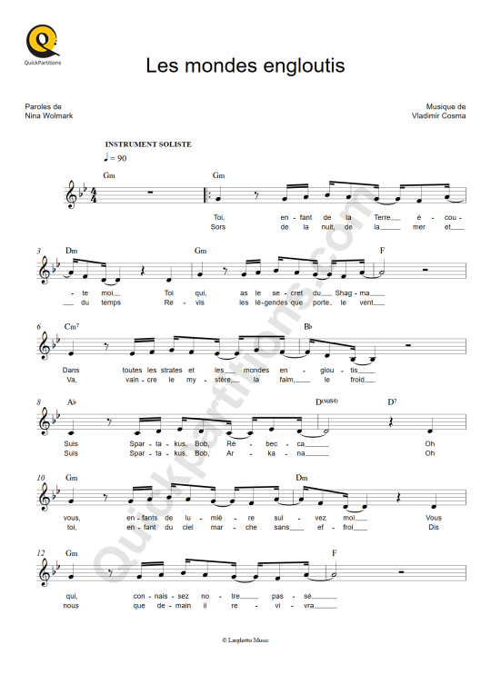 Les mondes engloutis Leadsheet Sheet Music from Mini-Star