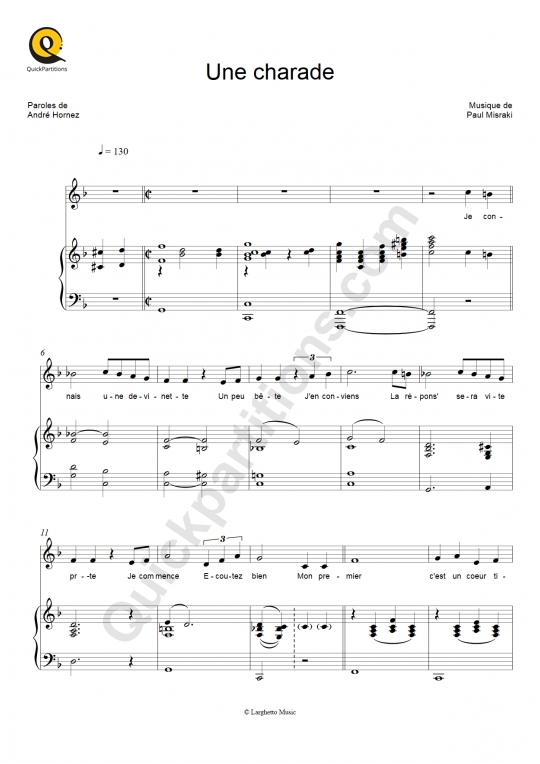 Une charade Piano Sheet Music - Danielle Darrieux
