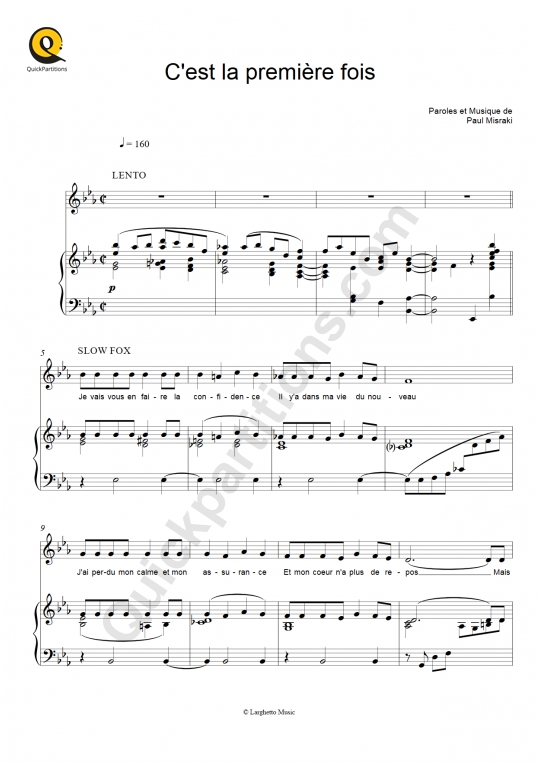 C'est la première fois Piano Sheet Music - Henri Salvador