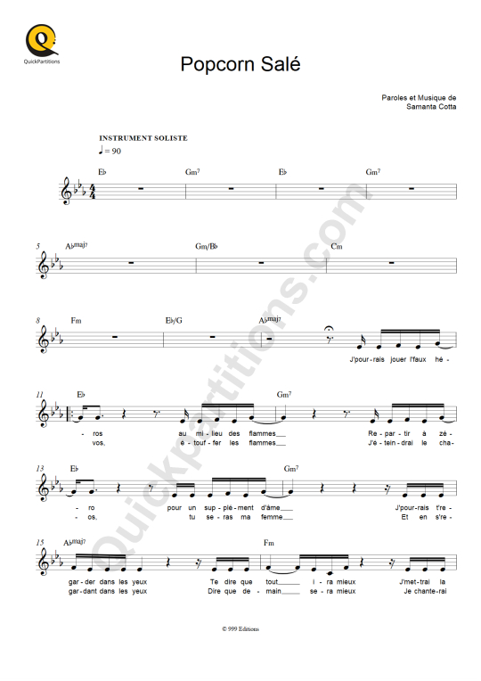 Partition pour Instruments Solistes Popcorn Salé - Santa