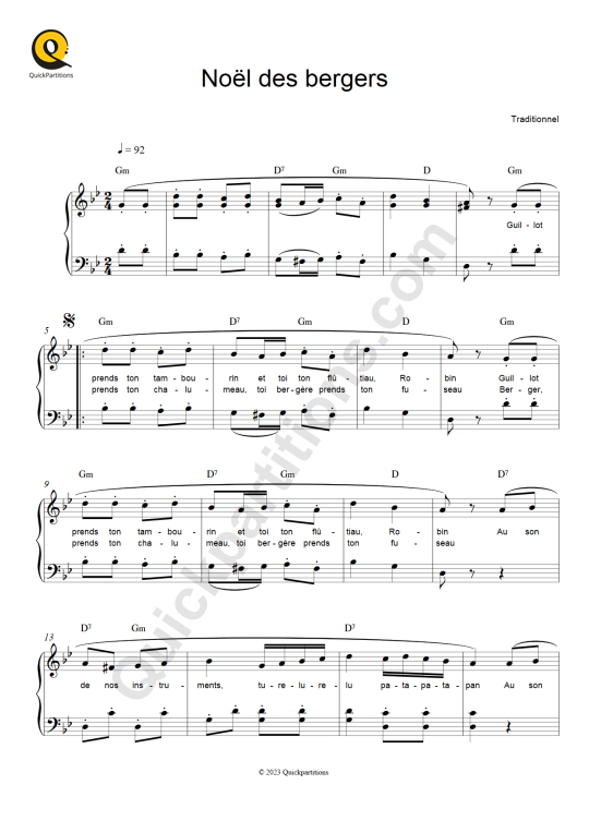 Noël des bergers Piano Sheet Music - Noël