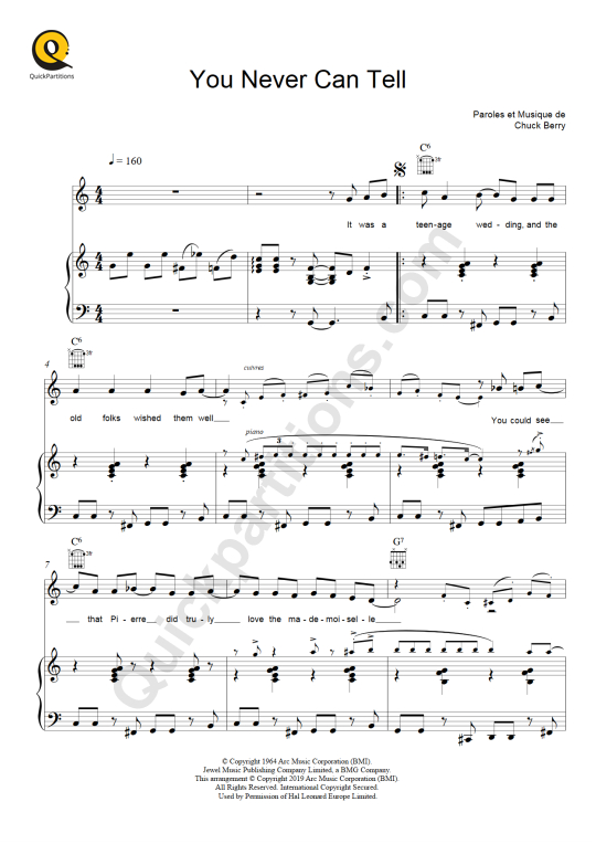 Partition piano You Never Can Tell - Chuck Berry