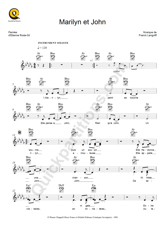 Vanessa Paradis Sheet Music to download and print