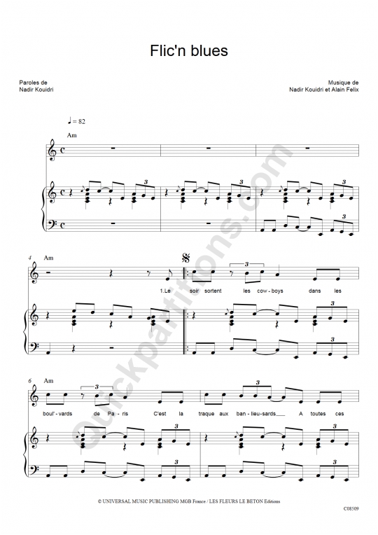 Flic'n Blues Piano Sheet Music - Ridan