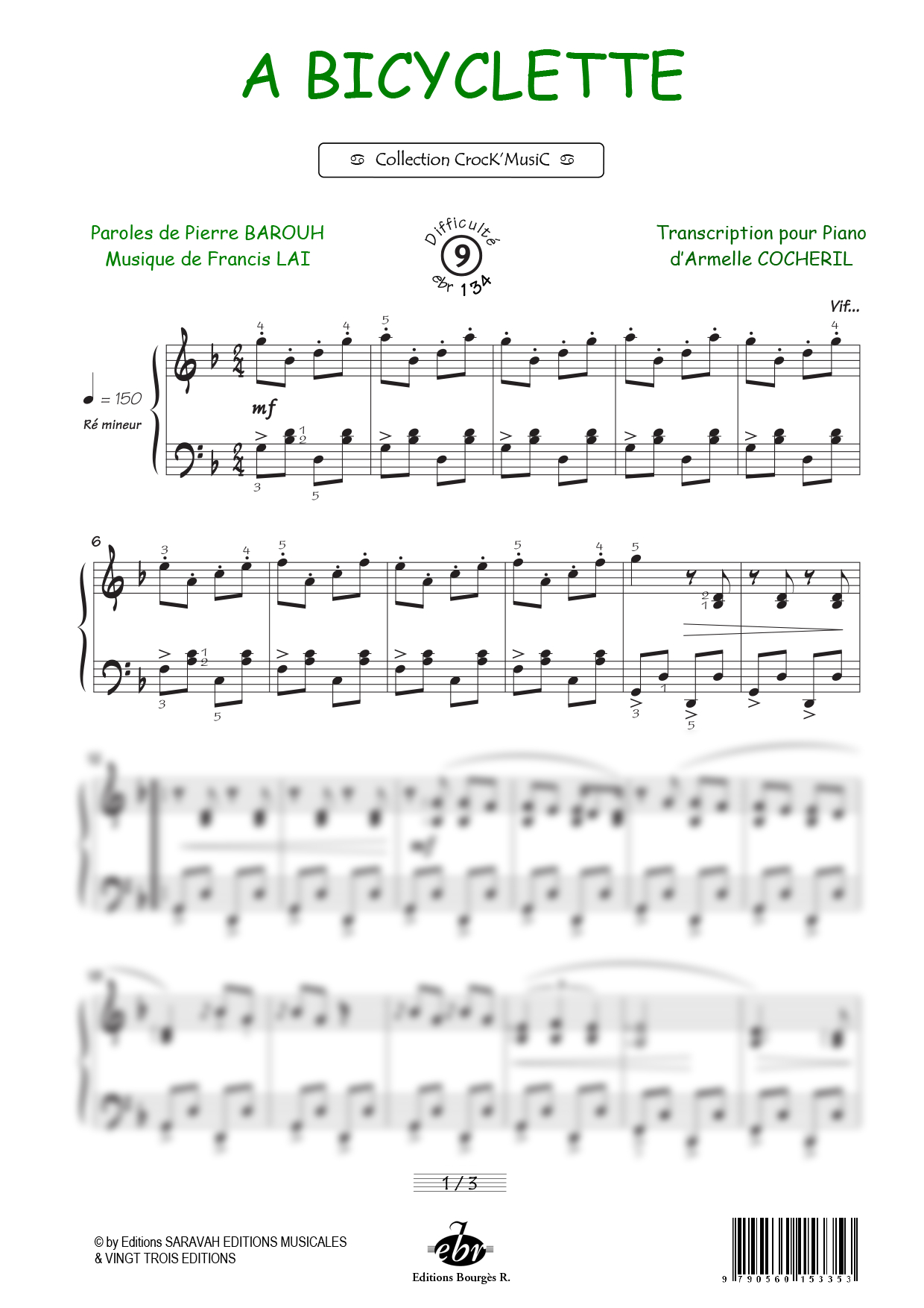Partition piano A Bicyclette de Editions Bourgès R.