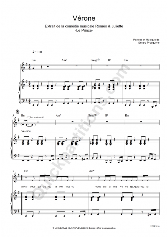 Vérone Piano Sheet Music - Romeo et Juliette