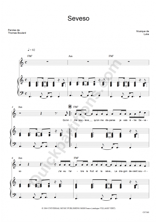Partition piano Seveso - Luke
