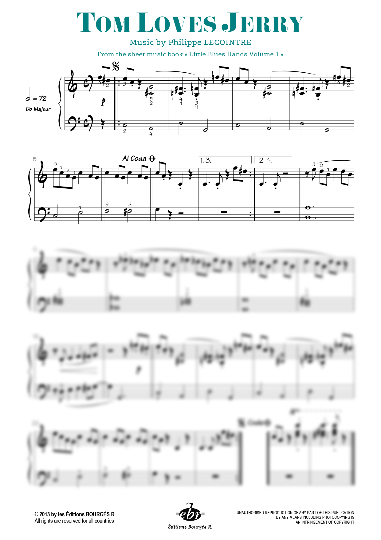 Partition piano Tom Loves Jerry de Editions Bourgès