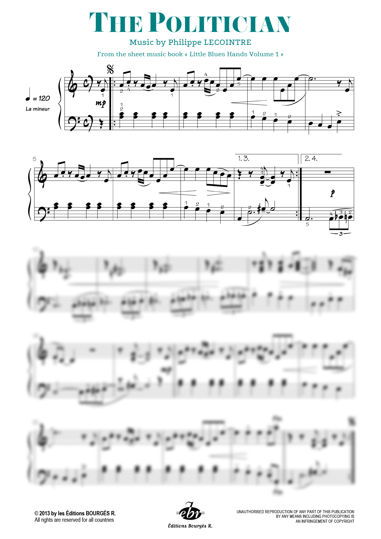 Partition piano The Politician de Editions Bourgès