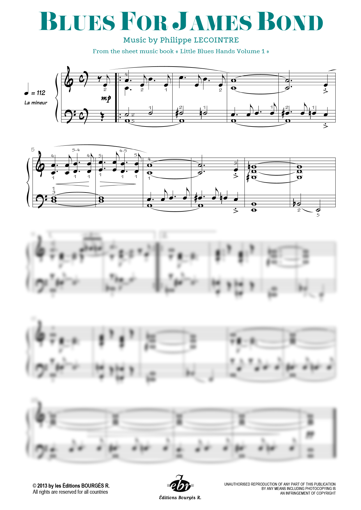Blues for James Bond Piano Sheet Music from Editions Bourgès