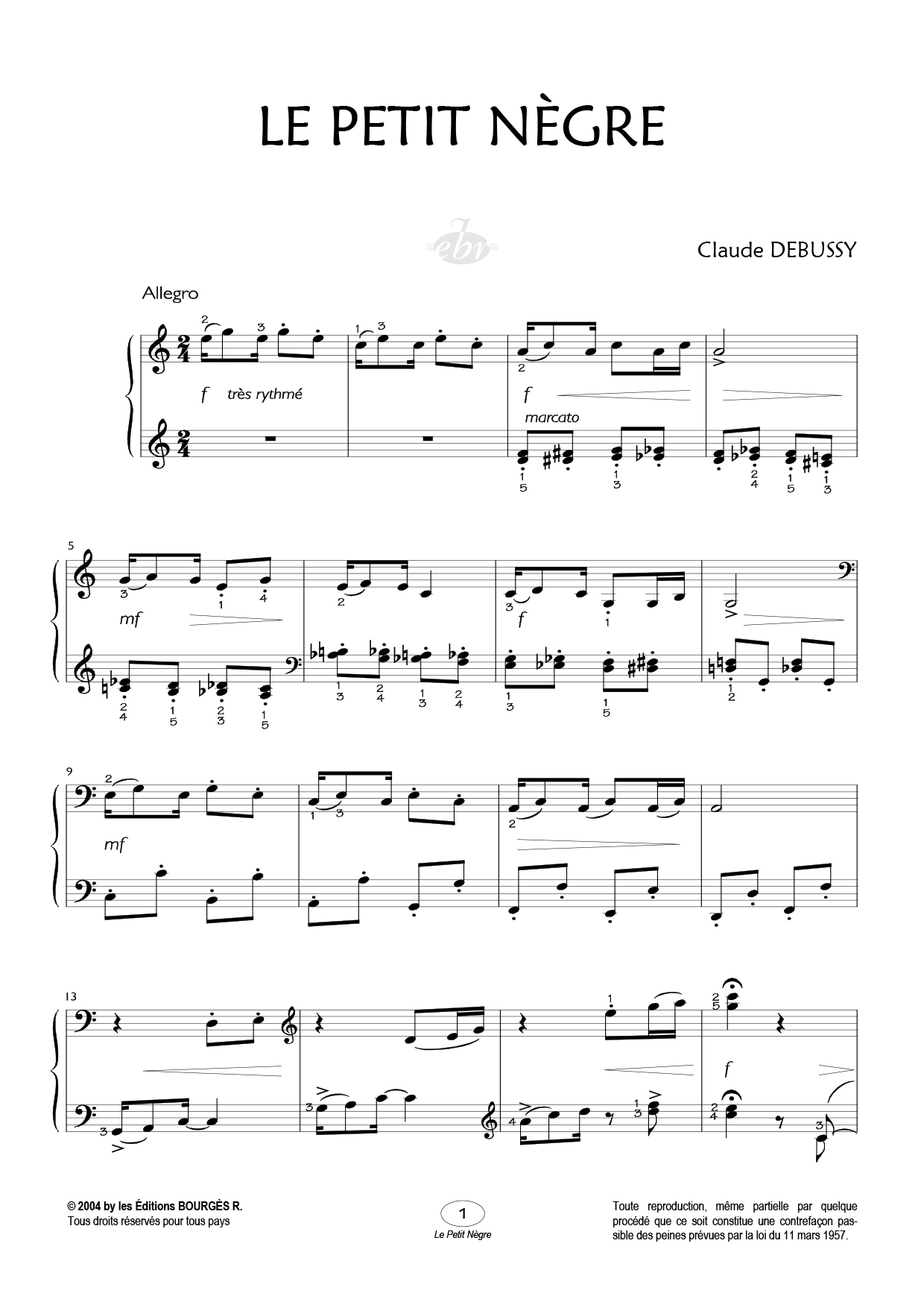 Partition piano Le petit nègre de Editions Bourgès R.