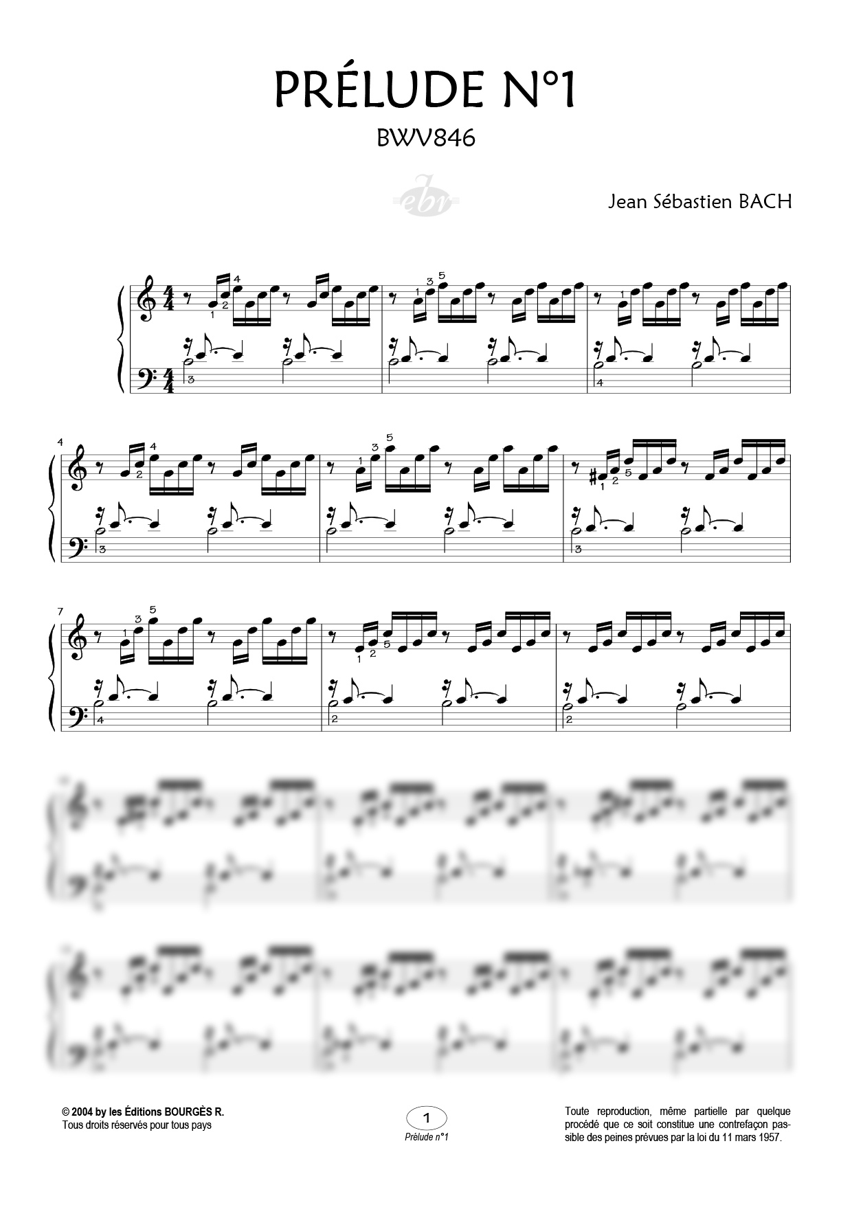 Prélude n°1 Piano Sheet Music from Editions Bourgès R.