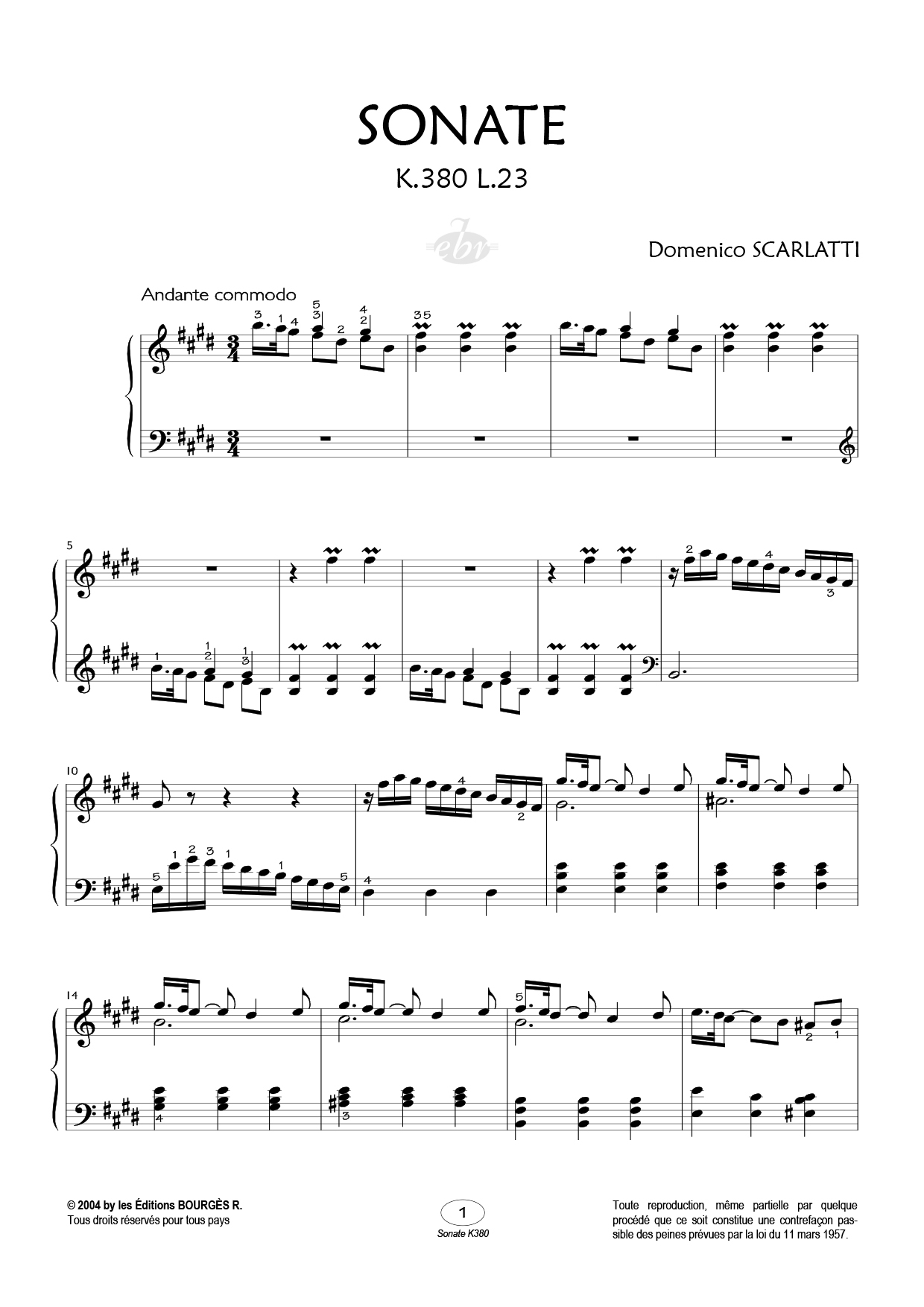 Sonate Piano Sheet Music from Editions Bourgès R.