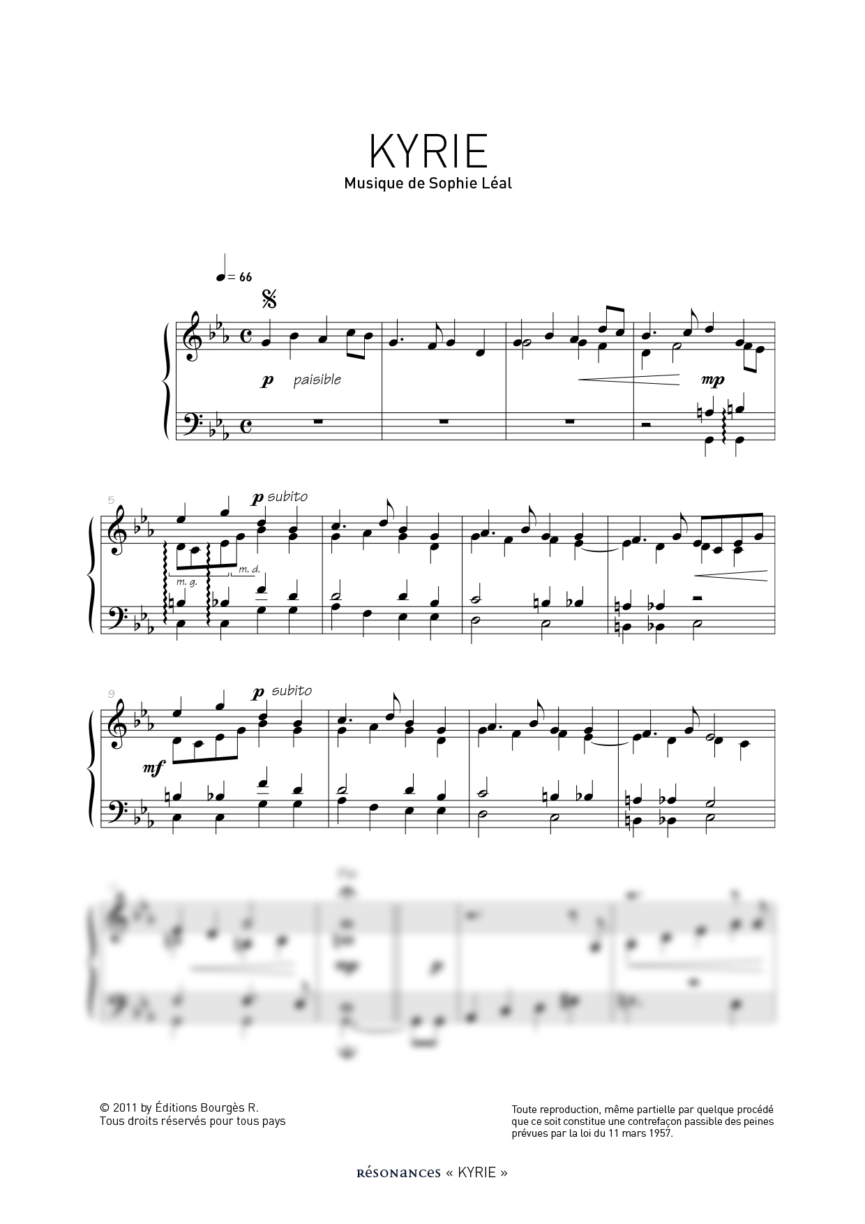 Kyrie Piano Sheet Music from Sophie Léal