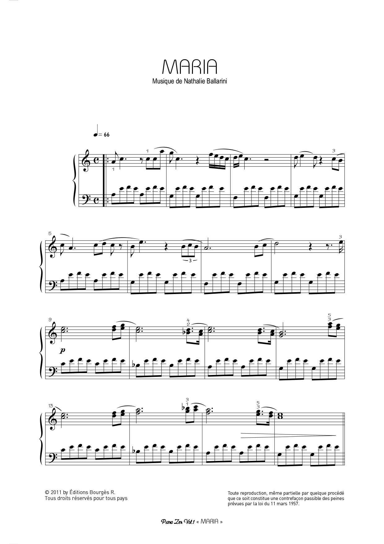 Maria Piano Sheet Music from Nathalie Ballarini
