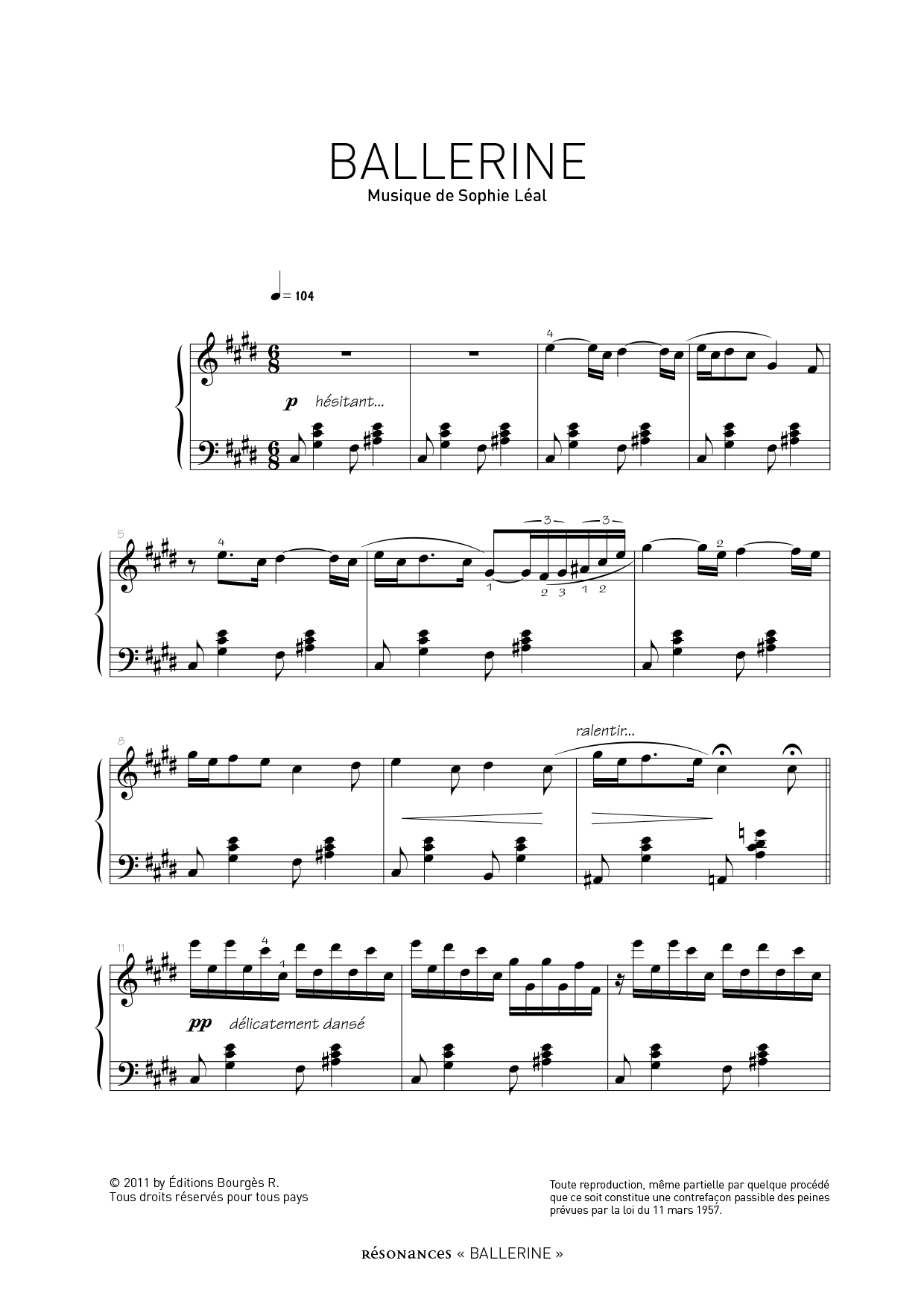 Ballerine Piano Sheet Music from Sophie Léal