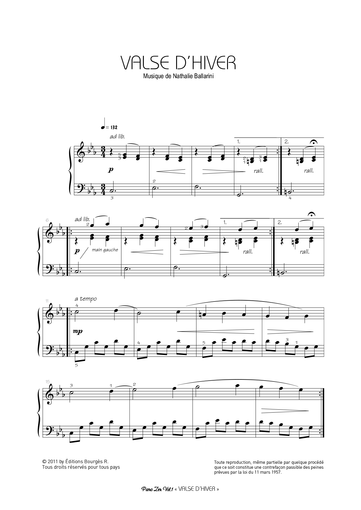 Valse d'hiver Piano Sheet Music from Nathalie Ballarini