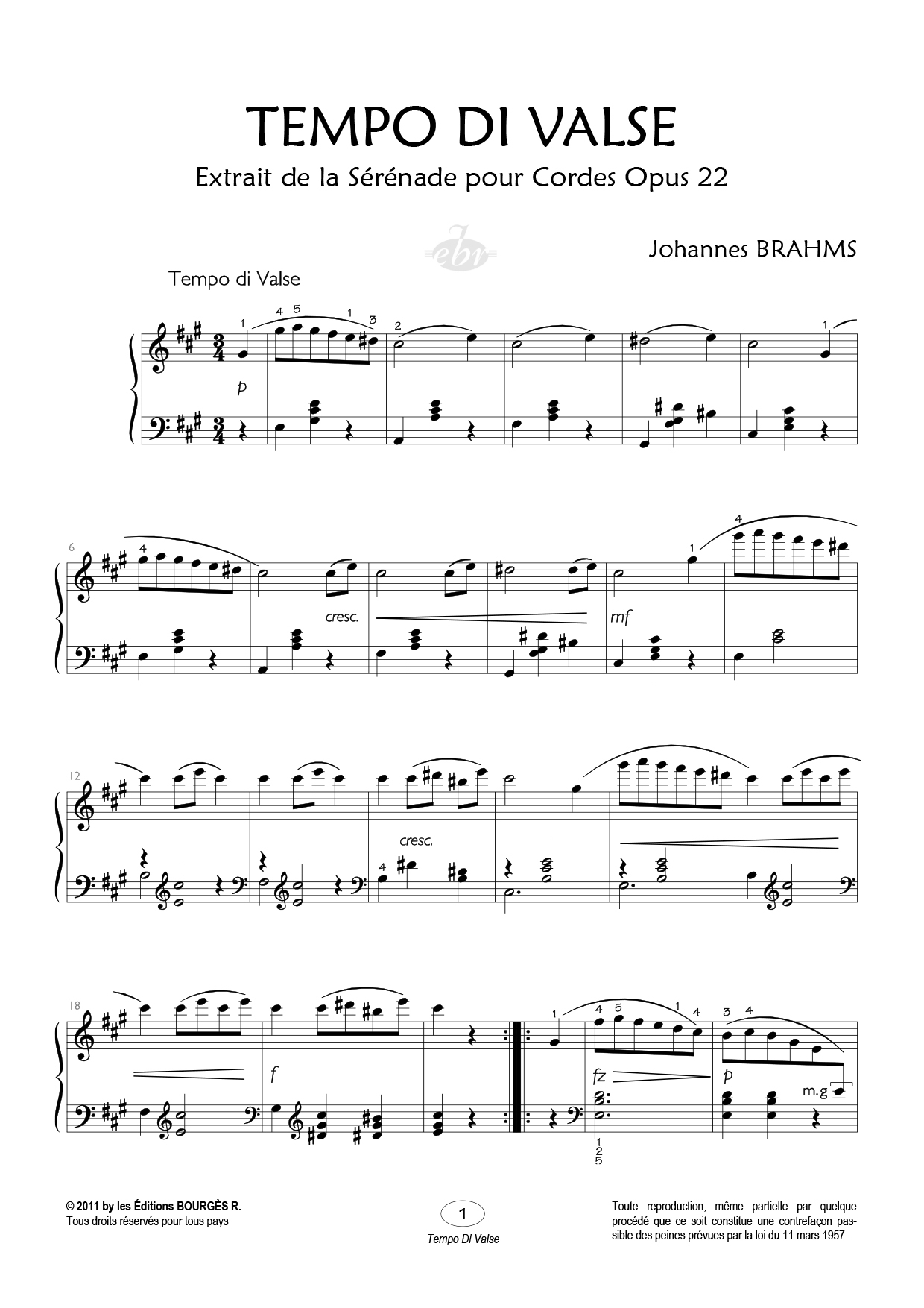 Tempo di Valse Piano Sheet Music from Editions Bourgès R.